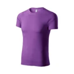 Tricou unisex mov prezentat din perspectivă laterală pe fundal neutru, model modern ideal pentru personalizare cu logo sau design grafic