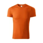 Tricou unisex culoare portocaliu prezentat frontal pe fundal neutru, model din bumbac ideal pentru personalizare cu logo sau design