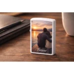 Brichetă personalizată cu fotografie romantică la apus, cadou premium cu valoare emoțională și efect wow