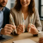 Pixuri eco din paie de grâu personalizate alb utilizate în conferințe și campanii promoționale eco