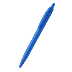 Pix bambus Foxy albastru navy văzut din lateral, pix promoțional eco personalizabil cu logo pentru conferințe, întâlniri și campanii corporate