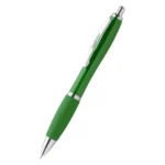 Pix plastic personalizat Elipse verde smarald văzut din lateral pe fundal neutru, pix promoțional modern personalizabil cu logo pentru conferințe, evenimente și promoții corporate