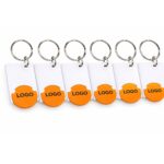 Model breloc dreptunghiular cu FISĂ de cumpărături disponibil în mai multe culori, produs promoțional personalizabil pentru branding corporate și retail