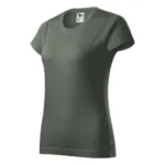 Tricou damă personalizat gri ardezie prezentat din perspectivă trei sferturi pentru evidențierea formei și a materialului