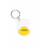 Model breloc dreptunghiular cu FISĂ de cumpărături disponibil în mai multe culori, produs promoțional personalizabil pentru branding corporate, retail și promoții diverse