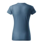 Spate tricou damă personalizat denim cu croială feminină și material bumbac premium, suprafață pregătită pentru personalizare