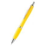 Pix publicitar din plastic galben model Elipse cu mecanism click și design ergonomic, produs promoțional pentru firme și campanii de marketing