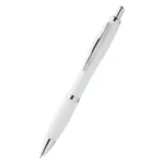 Pix plastic alb model Elipse cu design ergonomic și mecanism click, produs promoțional utilizat de companii pentru branding și promovare