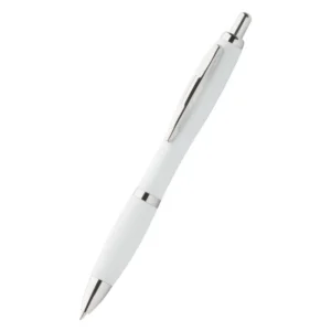 Pix plastic alb model Elipse cu design ergonomic și mecanism click, produs promoțional utilizat de companii pentru branding și promovare