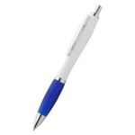 Pix plastic personalizat Elipse White albastru prezentat pe fundal alb, produs promoțional modern pentru firme și personalizare cu logo
