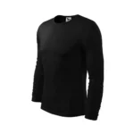 Bluză bărbați personalizată neagră văzută din perspectivă laterală, evidențiind croiala masculină modernă și materialul premium