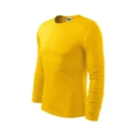 Bluză bărbați personalizată galben văzută din perspectivă laterală evidențiind croiala masculină modernă și materialul confortabil