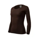 Bluză damă culoare cafea văzută din perspectivă laterală, croială feminină elegantă și material premium potrivit pentru personalizare