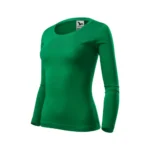 Bluză damă verde mediu văzută din perspectivă laterală evidențiind croiala feminină și designul modern