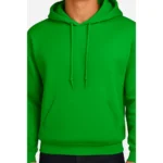 Detaliu hanorac bărbați verde Irish cu glugă reglabilă și buzunar frontal kangaroo, material textil premium
