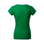 Spatele unui tricou damă verde mediu cu anchior în V, design simplu și material confortabil potrivit pentru personalizare