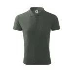 Tricou polo bărbați personalizat gri ardezie prezentat frontal, evidențiind designul polo clasic, gulerul structurat și croiala masculină modernă