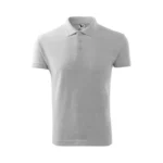 Tricou polo bărbați personalizat gri deschis prezentat frontal, evidențiind designul polo clasic, gulerul structurat și croiala masculină modernă