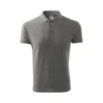 Tricou polo bărbați personalizat gri închis prezentat frontal, evidențiind designul polo clasic, gulerul structurat și croiala masculină modernă