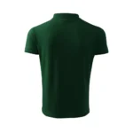 Spate tricou polo bărbați verde dark prezentat pe fundal neutru, croială masculină elegantă potrivită pentru branding și uniforme de firmă