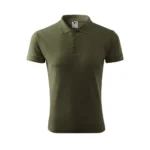 Tricou polo bărbați personalizat militar prezentat frontal pe fundal neutru, guler cu nasturi și stil business casual pentru uniforme
