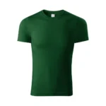Tricou unisex personalizat verde sticlă prezentat frontal pe fundal simplu, design minimalist potrivit pentru branding și personalizare