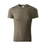 Tricou unisex personalizat culoare army prezentat frontal pe fundal simplu, design modern ideal pentru personalizare cu logo