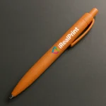 Pix sustenabil din paie de grau culoare portocalie personalizat cu logo obiect promotional utilizat zilnic pentru vizibilitate brand