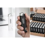 Brichete personalizate cu desfăcător integrate, variantă negru și alb, prezentare comparativă pentru alegerea culorii potrivite în campanii promoționale corporate.