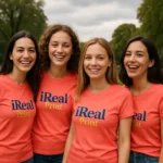 Grup de femei purtând tricouri damă personalizate coral într-un context urban, exemplu de utilizare pentru echipe sau branding vizibil