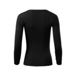 Vedere din spate a unei bluze damă negre cu croială feminină modernă, design minimalist și suprafață ideală pentru personalizare