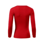Vedere din spate a unei bluze damă roșii cu croială feminină elegantă și design minimalist ideal pentru personalizare brand