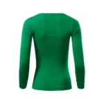 Spate bluză damă verde mediu personalizată evidențiind croiala feminină și linia elegantă a produsului
