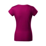 Spatele unui tricou damă roșu fucsie cu anchior în V, design minimalist și material confortabil potrivit pentru personalizare