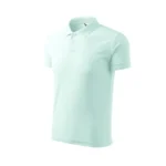 Tricou polo bărbați personalizat culoare frost văzut din perspectivă laterală cu design modern și croială business casual pentru branding profesional