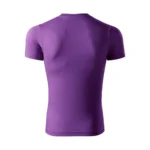 Spate tricou unisex mov prezentat pe fundal neutru, croială universală potrivită pentru personalizare cu logo, text sau design creativ