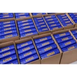 Brichete promoționale albastre personalizate ambalate în cutii, comandă volum mare pentru companii, soluție eficientă pentru distribuție B2B și fidelizare clienți.