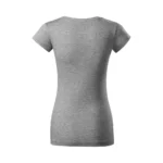 Spatele unui tricou damă gri închis cu anchior în V, design minimalist și material confortabil potrivit pentru personalizare