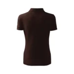 Spate tricou polo damă cafea cu croială feminină cambrată și design minimalist ideal pentru uniforme horeca și branding profesional