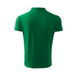 Spate tricou polo bărbați personalizat verde mediu prezentat pe fundal neutru pentru evidențierea designului și a spațiului de personalizare