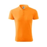 Tricou polo bărbați orange prezentat frontal pe fundal alb, guler clasic cu nasturi și design business casual pentru personalizare cu logo