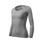 Bluză damă gri închis văzută din lateral, croială feminină elegantă și material premium potrivit pentru personalizare