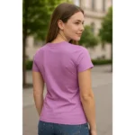 Tricou damă personalizat roz orhidee prezentat din perspectivă trei sferturi pentru evidențierea formei și materialului