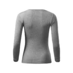 Vedere din spate a unei bluze damă gri închis cu croială feminină elegantă și design minimalist ideal pentru personalizare brand