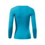 Spate bluză damă turcoaz personalizată evidențiind croiala feminină și linia elegantă a produsului