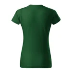 Spate tricou damă personalizat verde cu croială feminină și material bumbac premium, suprafață pregătită pentru personalizare
