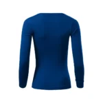 Vedere din spate a unei bluze damă albastru regal cu croială feminină elegantă și design simplu pentru personalizare