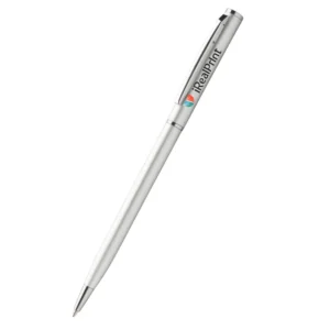 Pix metalic aluminiu personalizat slim argintiu pe fundal neutru, imagine principală produs promoțional elegant pentru branding corporate profesional