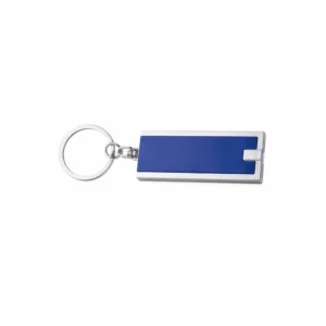 Breloc cu lumină LED personalizat albastru, mini lanternă promoțională fiabilă cu design simplu și inel metalic pentru utilizare zilnică