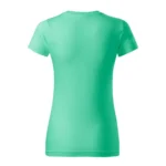 Spate tricou damă personalizat verde mentă cu croială feminină și material bumbac premium, suprafață pregătită pentru personalizare